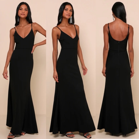 New with tag LULUS V-Neck Trumpet
GOWN DRESS Size X-SMALL BLACK  Infinite Glory - Picture 1 of 10
